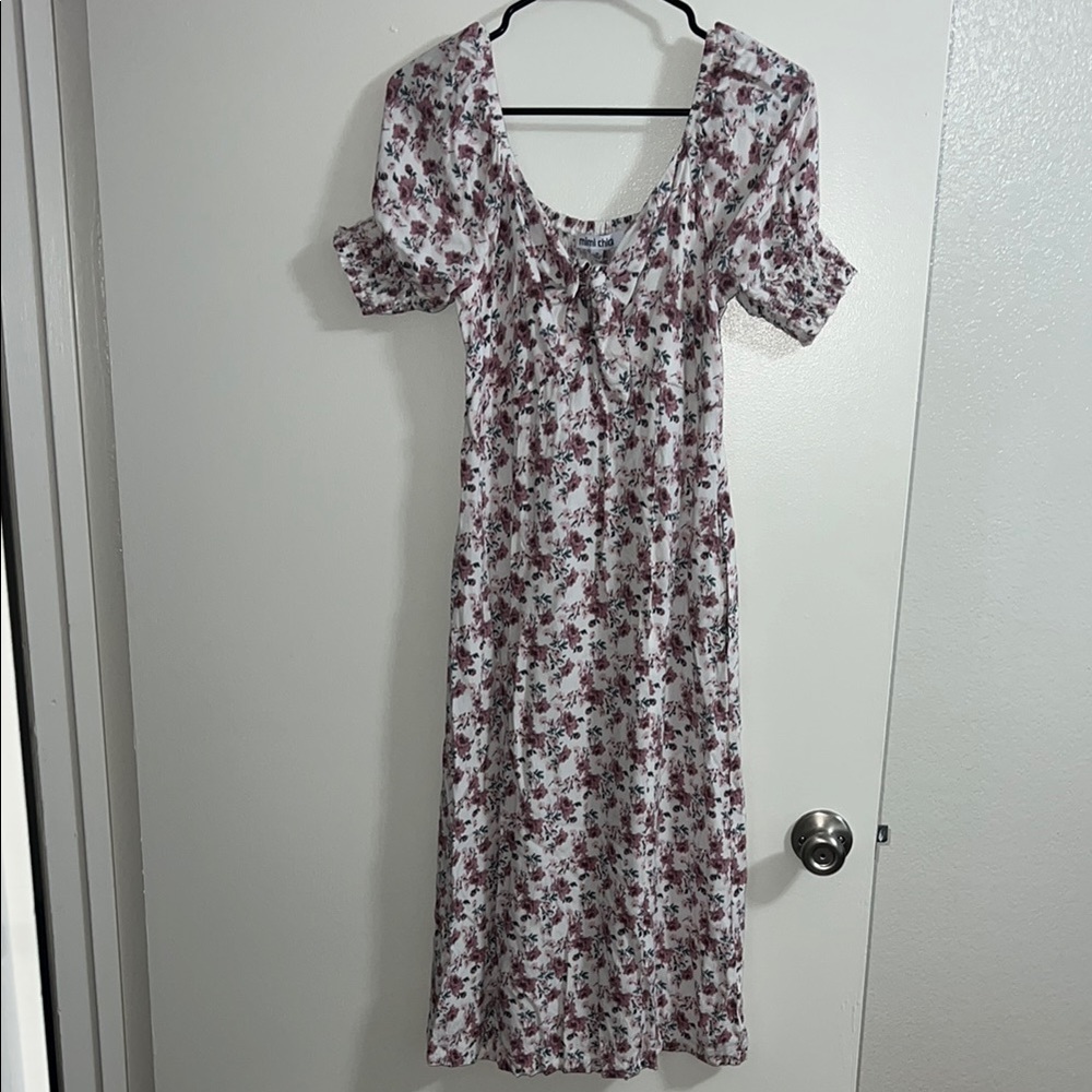 Long Pink Puff Sleeve Sundress